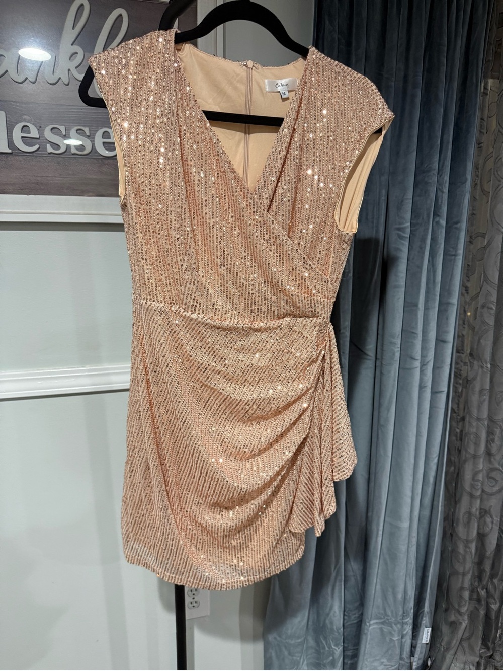 Capulet Rose Gold Sequin Wrap Mini Dress
